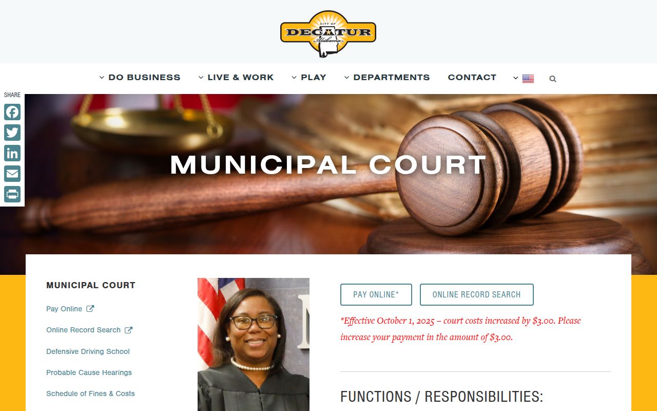 Decatur Municipal Court website for warrant information