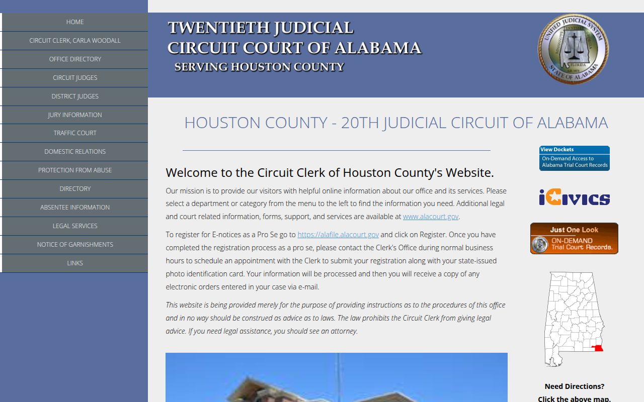 Dothan Municipal Court website for warrant information