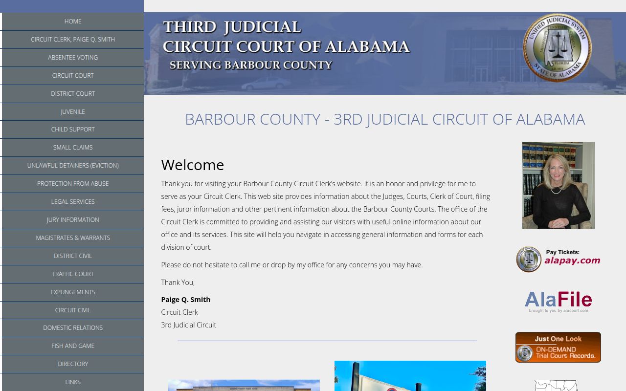Barbour County Sheriff's Office website for warrant searches
