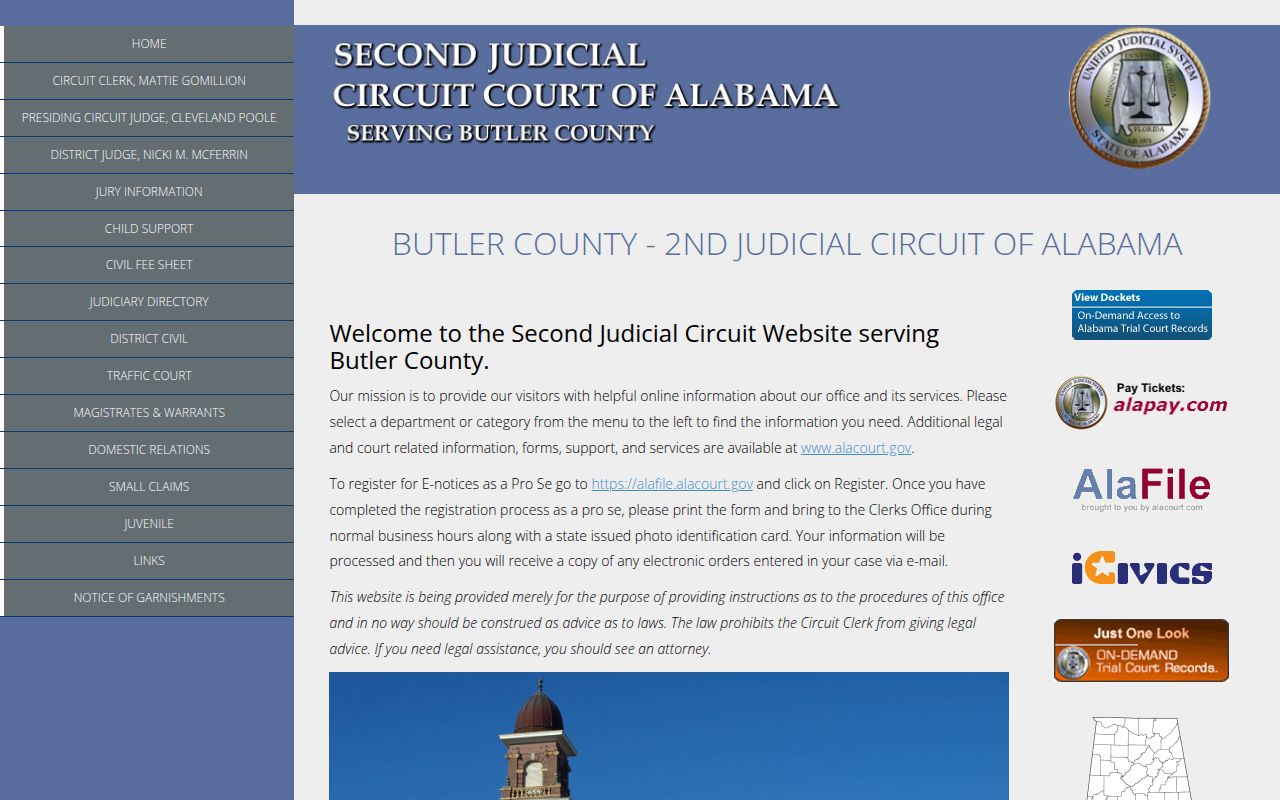 Butler County Sheriff's Office website for warrant searches