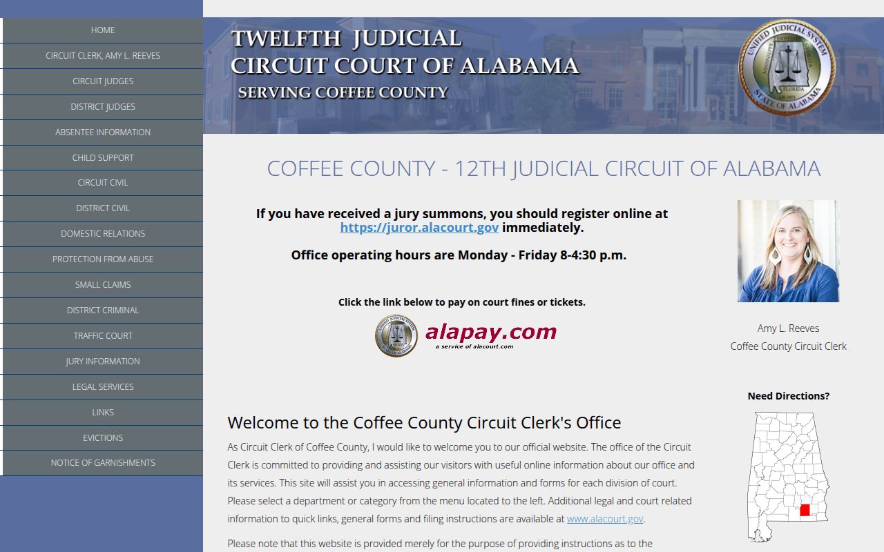 Coffee County Sheriff's Office website for warrant searches