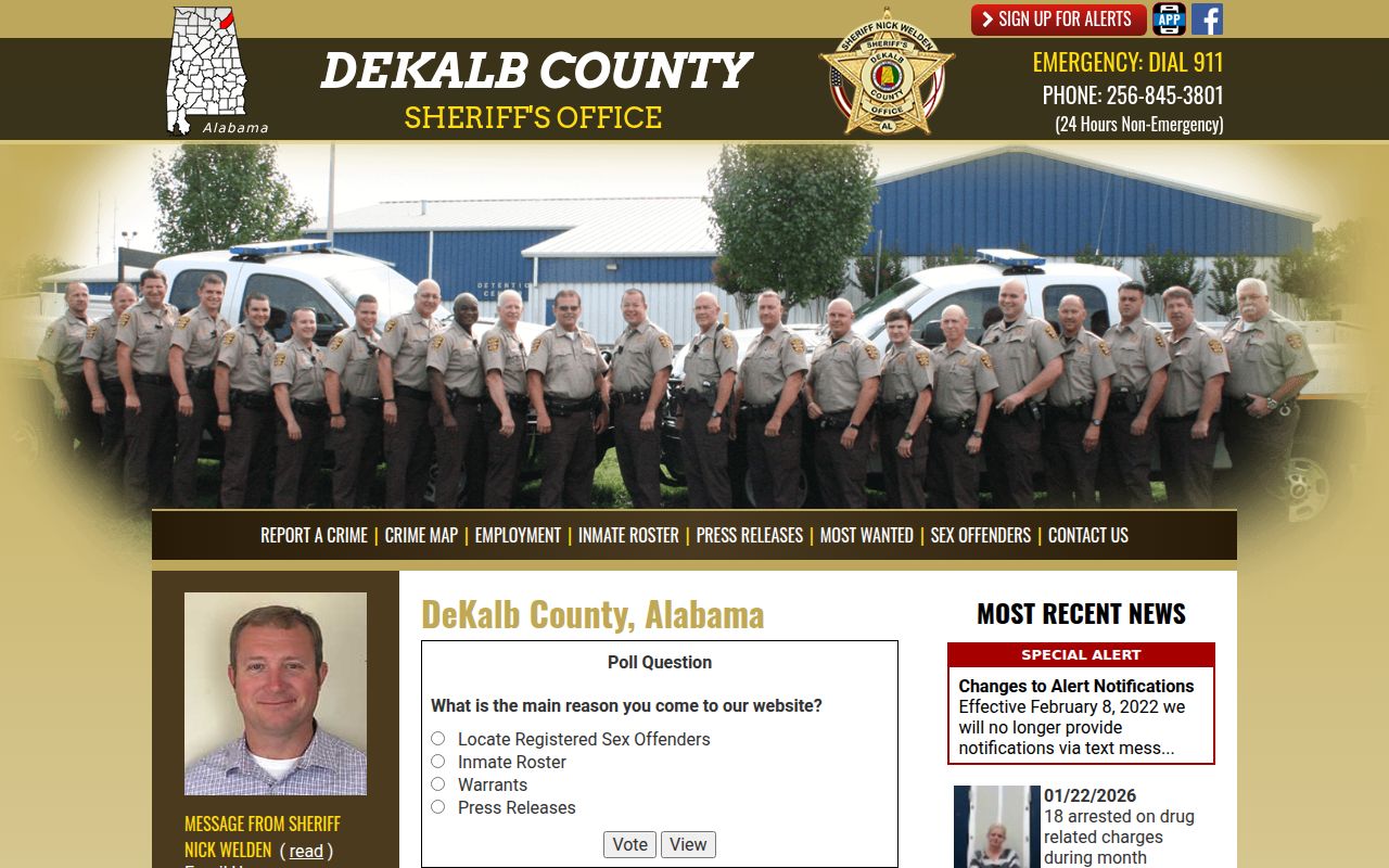 DeKalb County Sheriff's Office website for warrant searches
