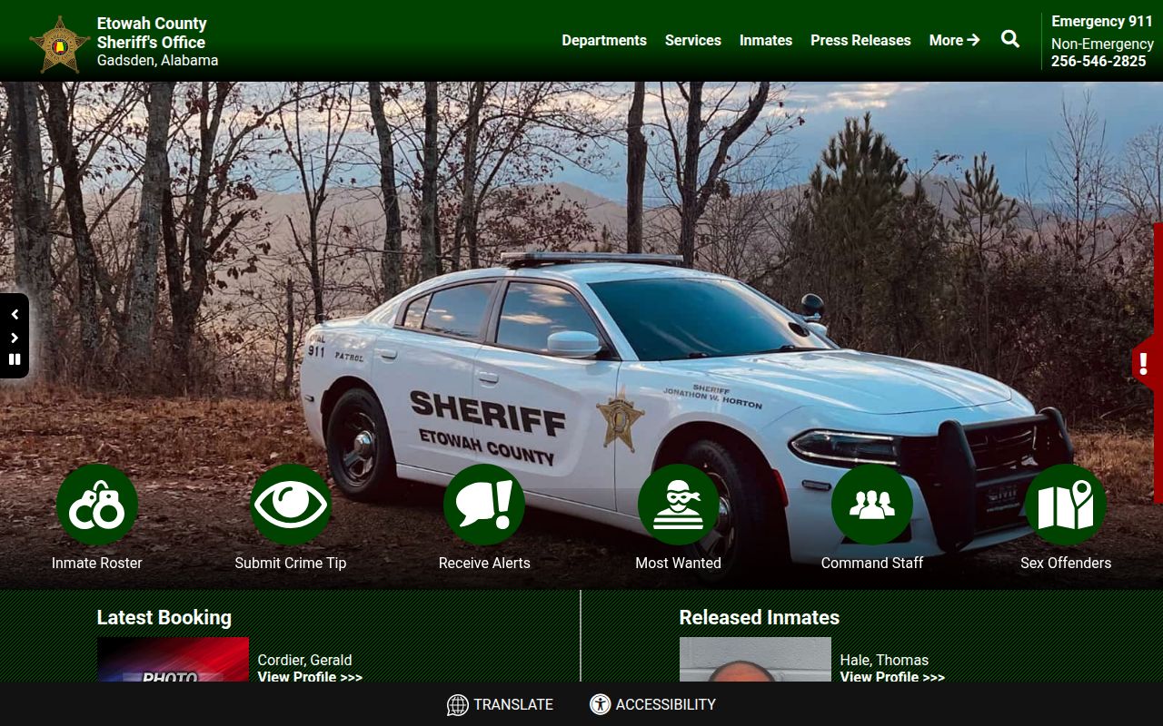 Etowah County Sheriff's Office website for warrant searches