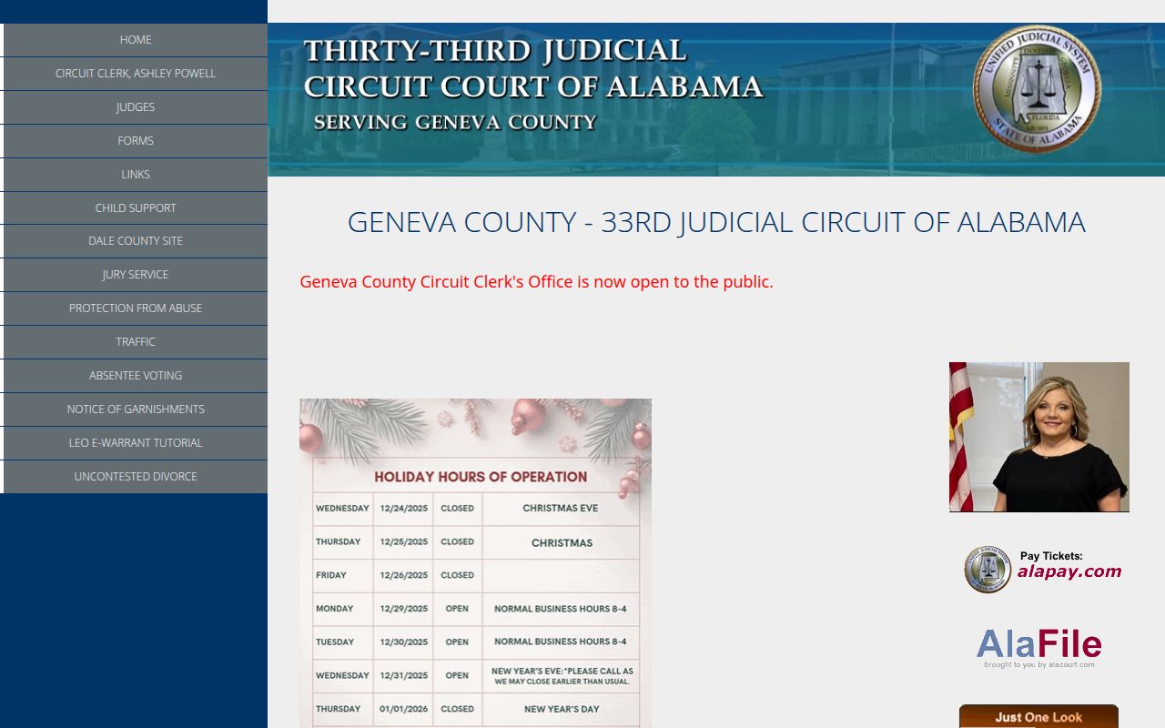 Geneva County Sheriff's Office website for warrant searches