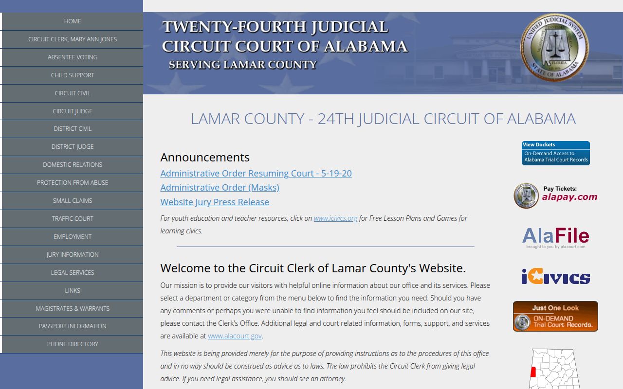 Lamar County Sheriff's Office website for warrant searches