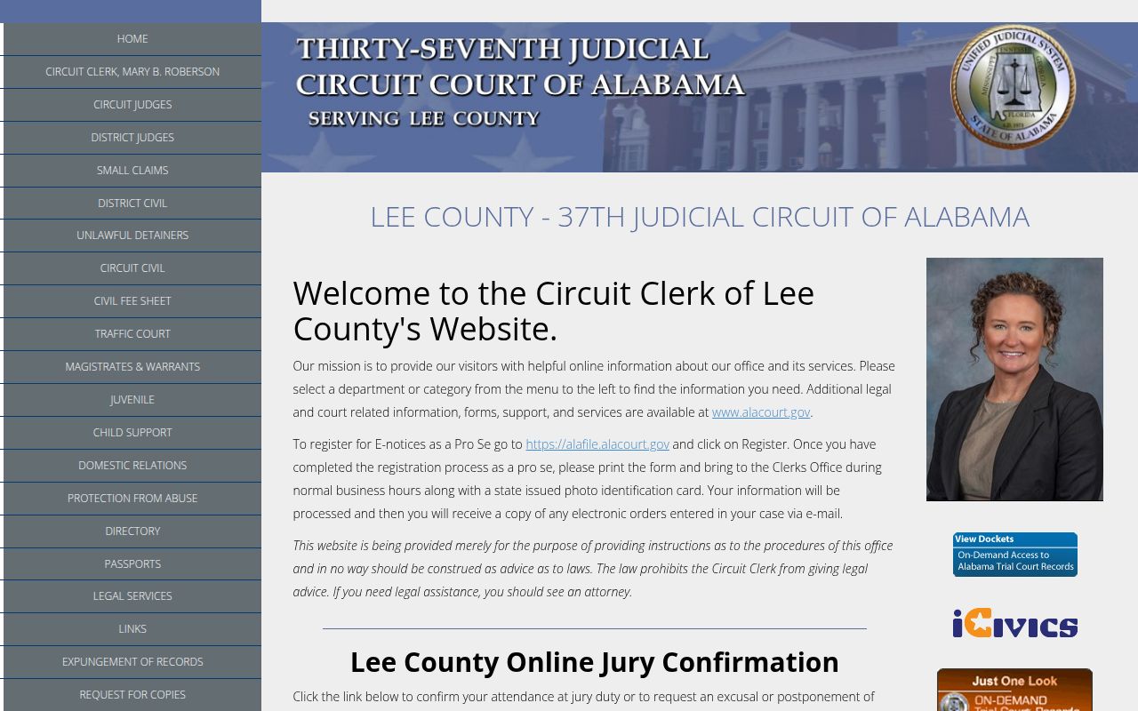 Lee County Sheriff's Office website for warrant searches