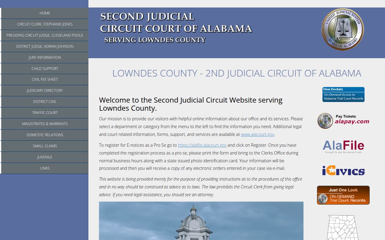 Lowndes County Sheriff's Office website for warrant searches
