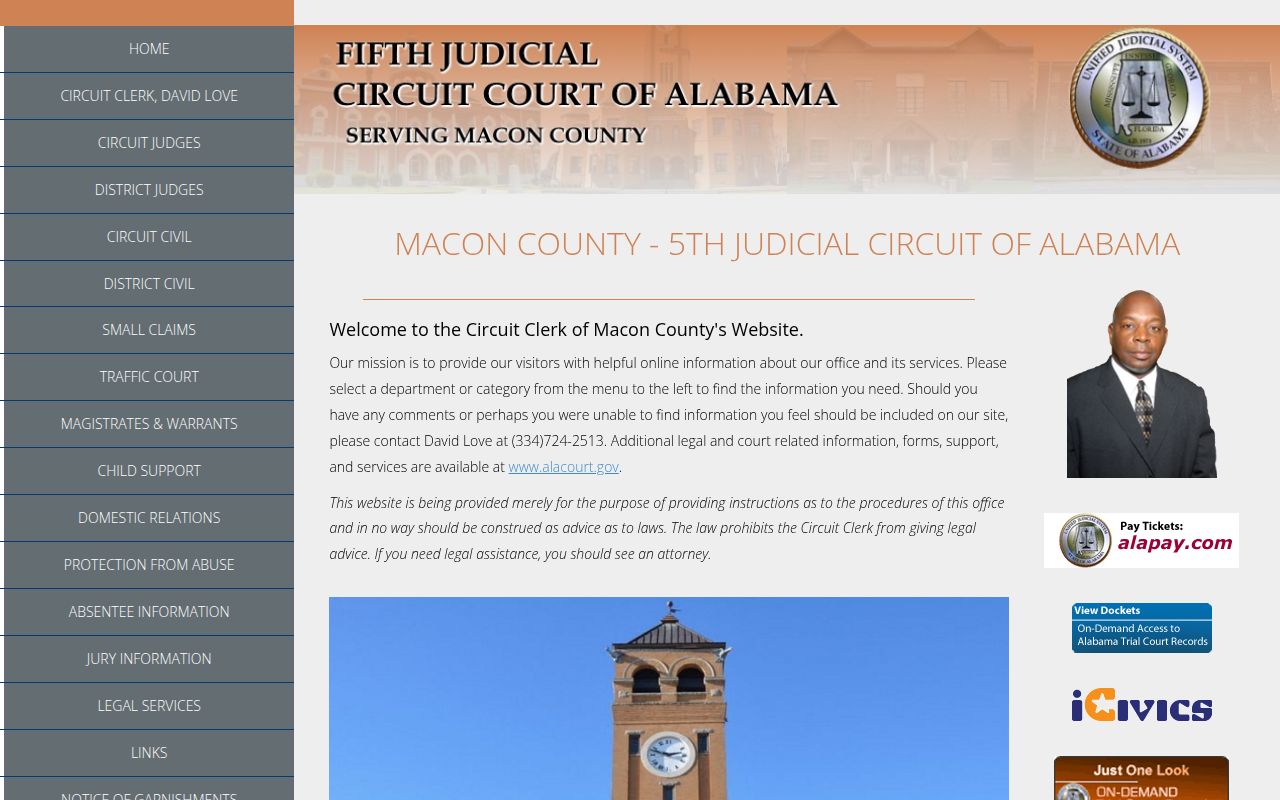 Macon County Sheriff's Office website for warrant searches