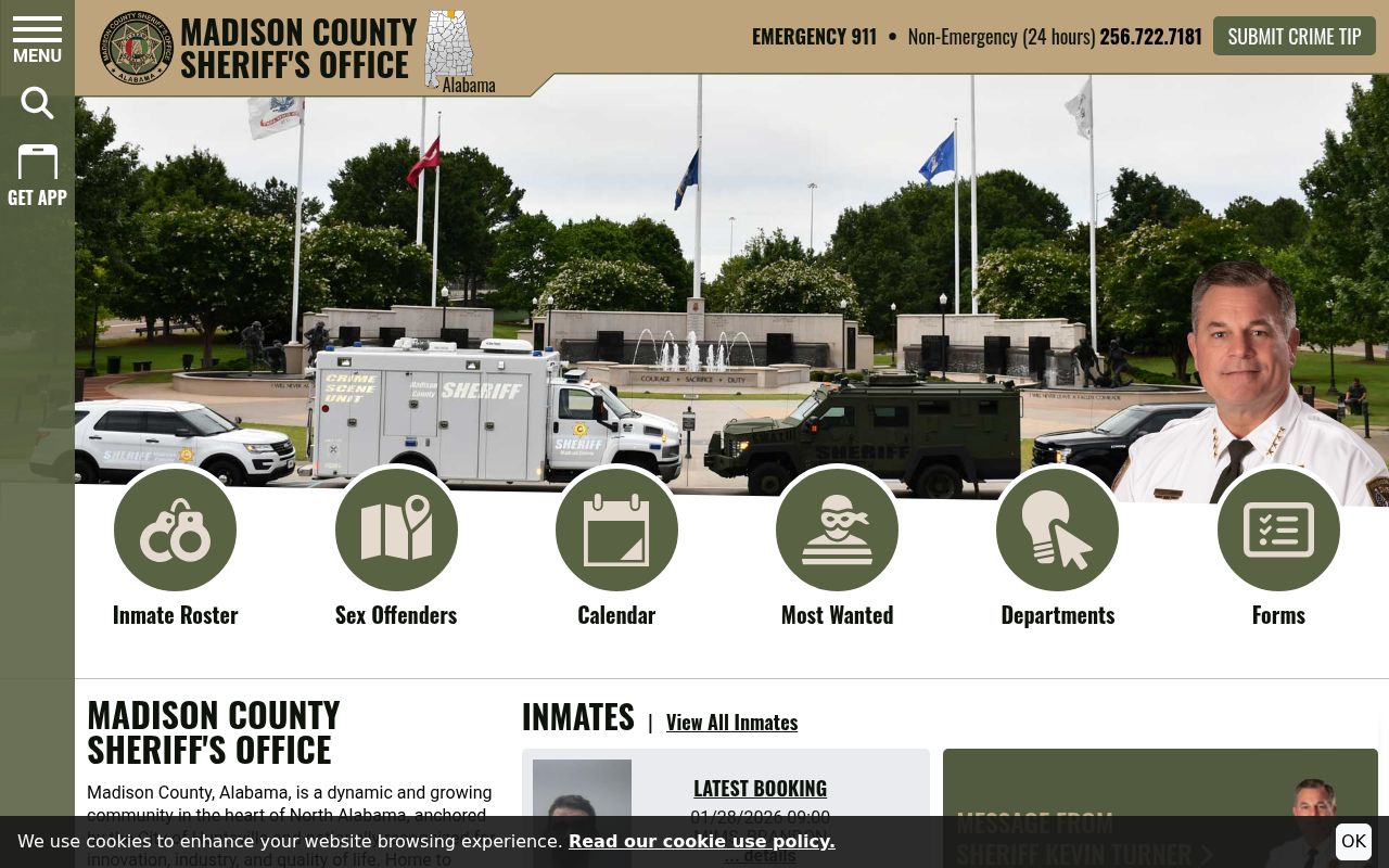 Madison County Sheriff's Office website for warrant searches