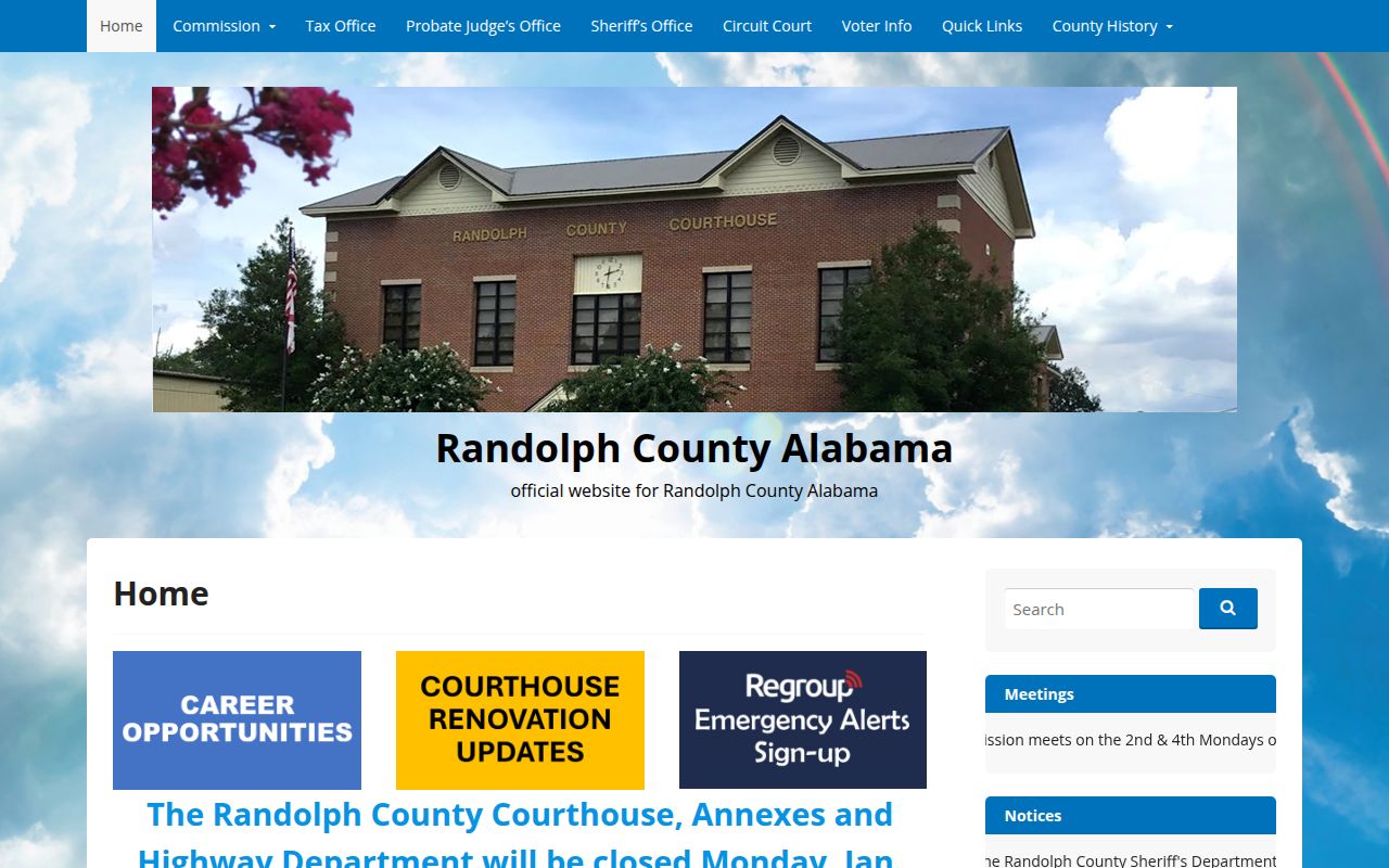 Randolph County Sheriff's Office website for warrant searches