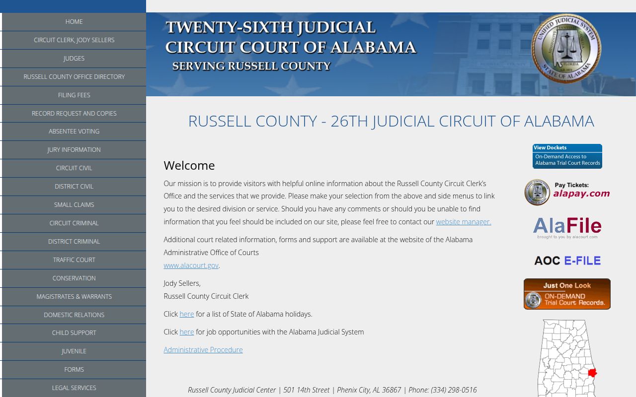 Russell County Sheriff's Office website for warrant searches