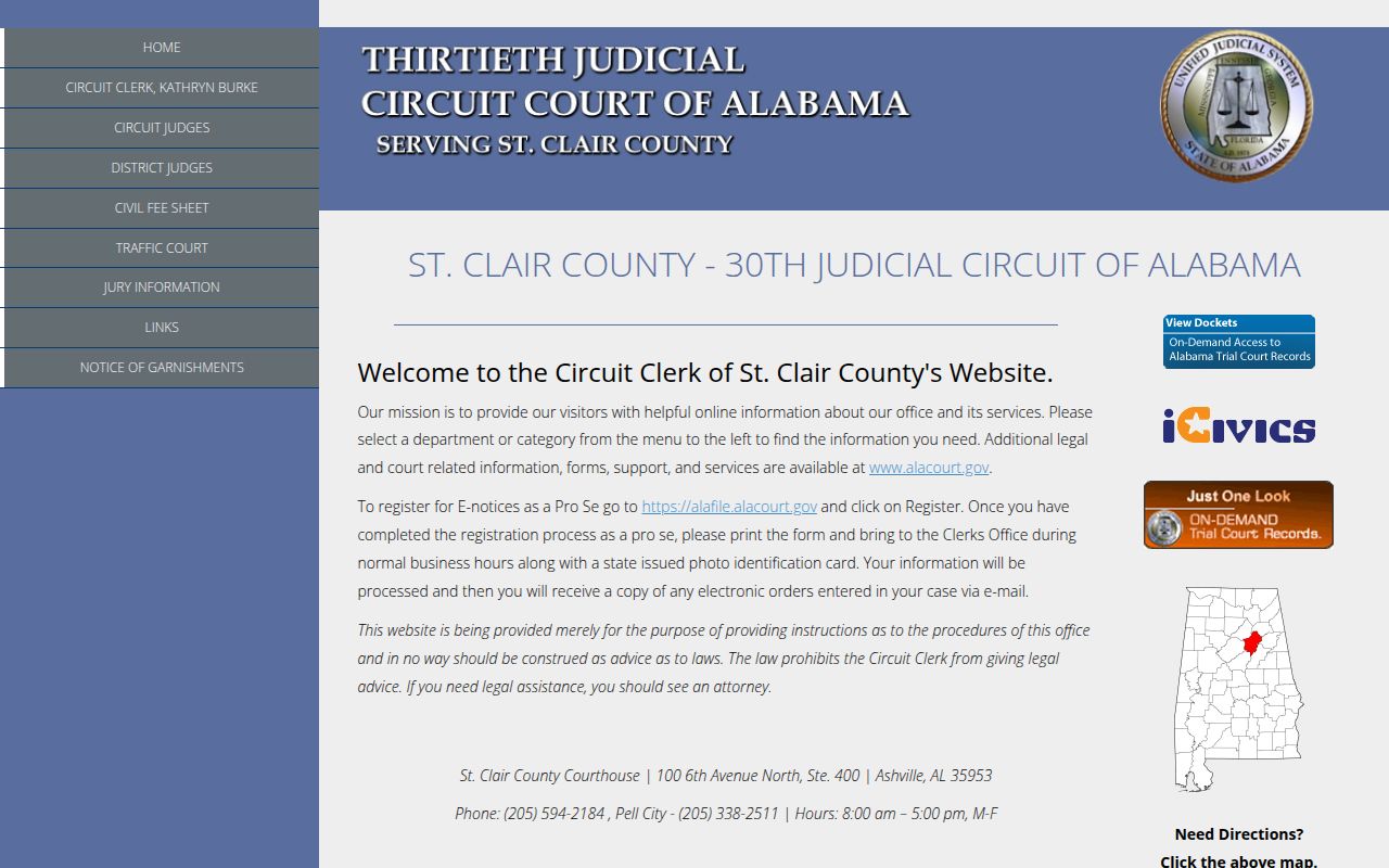 St. Clair County Sheriff's Office website for warrant searches