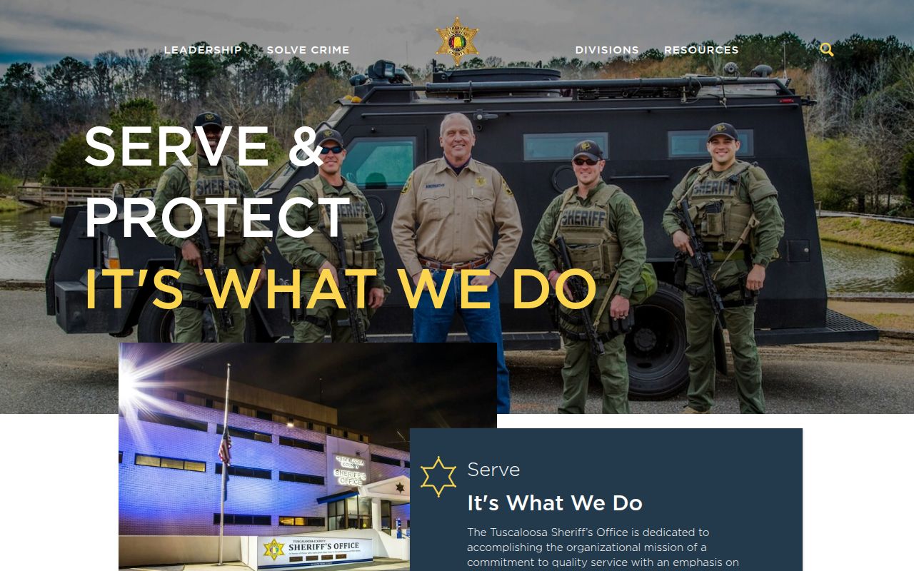 Tuscaloosa County Sheriff's Office website for warrant searches